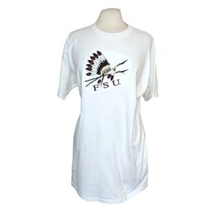 Vintage Florida State Seminoles Embroidered Graphics White Cotton Shirt Women XL